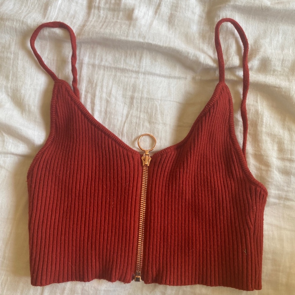For Love and Lemons Red Zip up Top